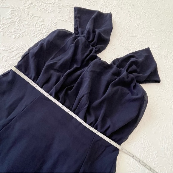 NWT Lulus Enduring Love Navy Blue Off-the-Shoulder Maxi Dress Large - Picture 8 of 8